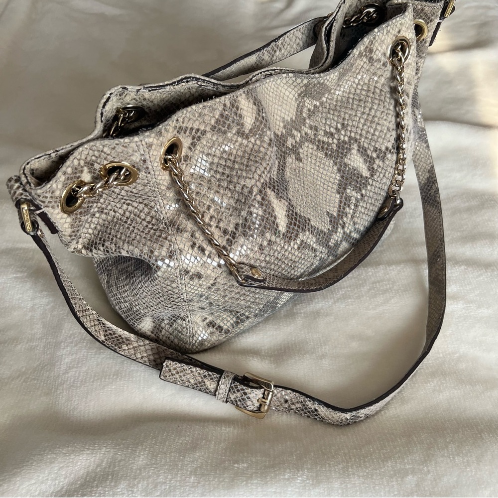 Vintage Michael Kors Beige/Brown Python Embossed … - image 3